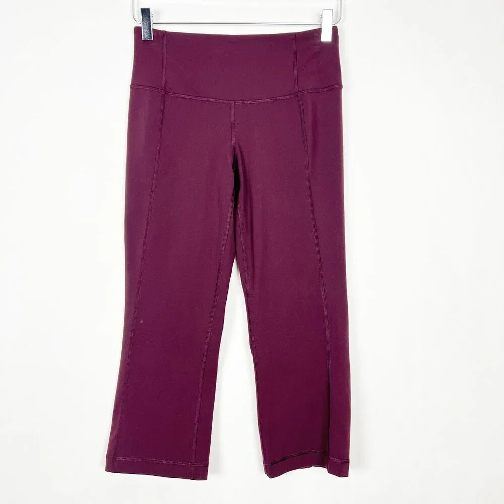Lululemon Leggings Women's 6 Bordeaux Drama Gather & Crow Crop Slit Capri